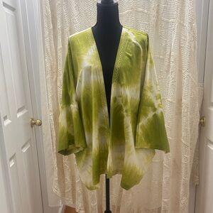 Marketplace Handwork of India Green Tie-Dye Women's Kimono Cardigan